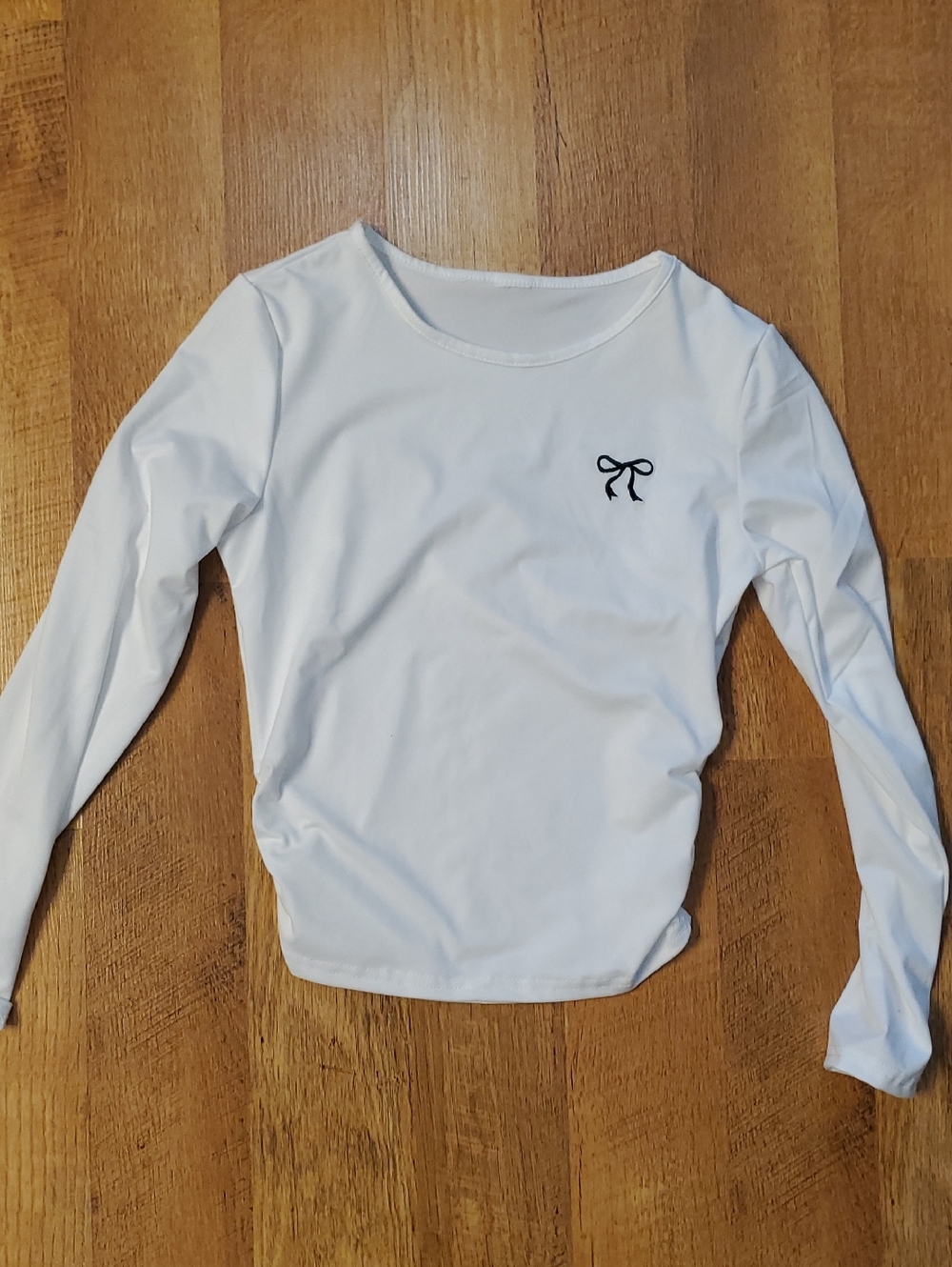 3 Pack Girl Lightweight Long Sleeve Shirts With Ruched Sides- White, Grey, Black - Picture 8 of 8